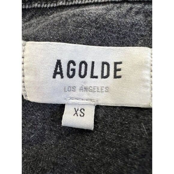 AGOLDE Women’s Black Vivian Cropped Denim Jean Jacket Size XS Distressed - Picture 6 of 11